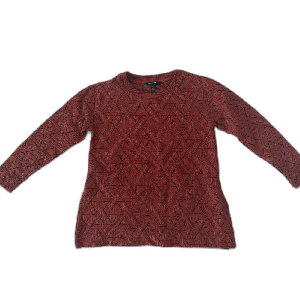 Banana Republic Petite XXS Rust Geometric Open Knit Long Sleeve Top